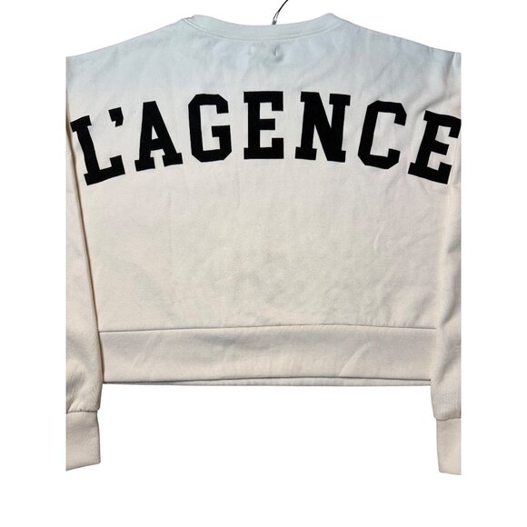 L’AGENCE Luvia Ivory Cropped Sweatshirt Rare Sold-Out Icon New With Tags Medium - Picture 4 of 16